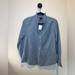 J. Crew Ruffleneck chambray shirt
